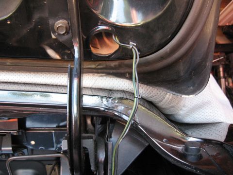 1968 Shelby GT500 - Car trunk interior shows a complex wiring harness and insulation material.
