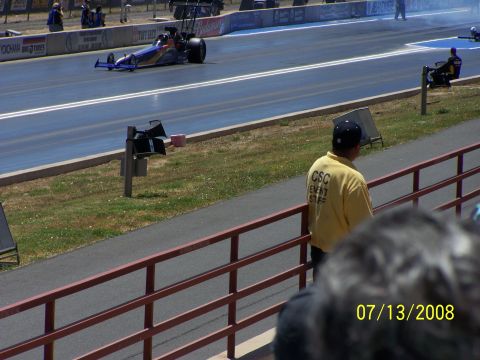 1972 Ford Ranchero - A dragster competes on a race track, captured on July 13, 2008.