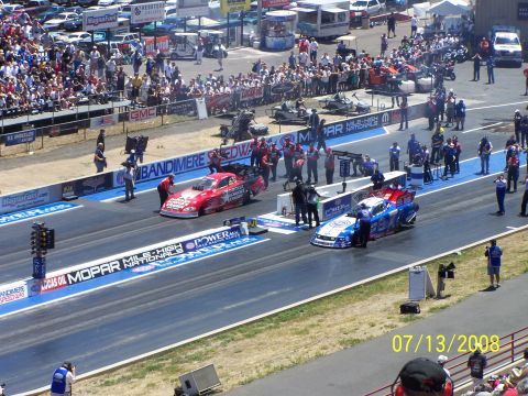 1972 Ford Ranchero - Drag racing cars prepare for a race at Bandimere Speedway on July 13, 2008.