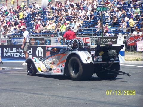 1972 Ford Ranchero - Drag racing car on track with spectators. Date stamp: 07/13/2008.