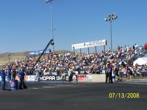 1972 Ford Ranchero - Spectators fill the grandstands at a drag racing event on July 13, 2008.