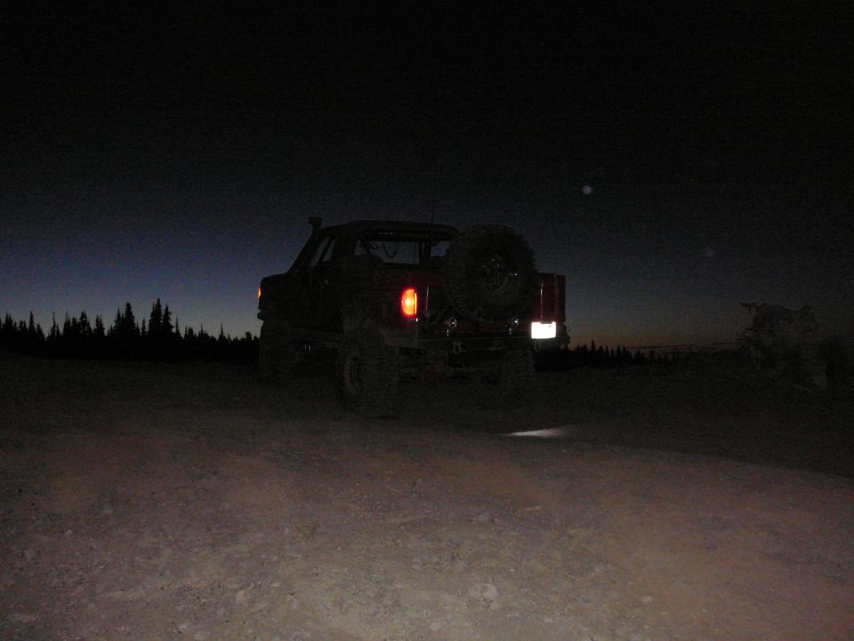 Cool shot of John's Bronco on top of the Moon Rocks