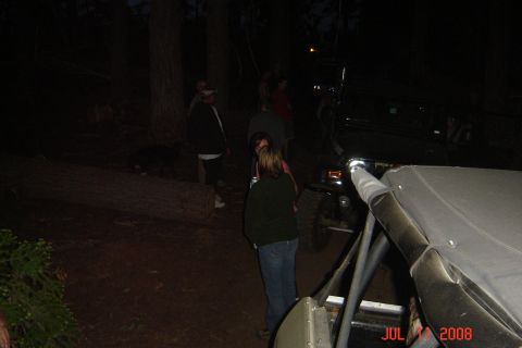 1978 Ford Bronco - People and vehicles are gathered in a dark, wooded area at night, with a date stamp of July 11, 2008.
