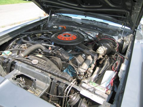 2001 Ford Crown Victoria - The engine bay of a car, showing the V8 engine and associated components.