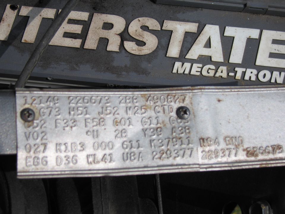 Stamped metal Chrysler fender data plate with body and option codes