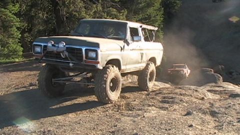 1996 Ford Bronco - Jason up the right side at Funny Rocks. (7/12/2008)