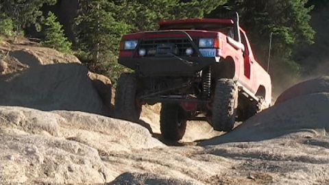 1996 Ford Bronco - John going up the right side at Funny Rocks. (7/12/2008)
