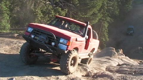 1996 Ford Bronco - John up the right side at Funny Rocks. (7/12/2008)
