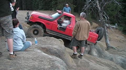 1996 Ford Bronco - John conquering the Funny Rocks V-Notch. (7/12/2008)