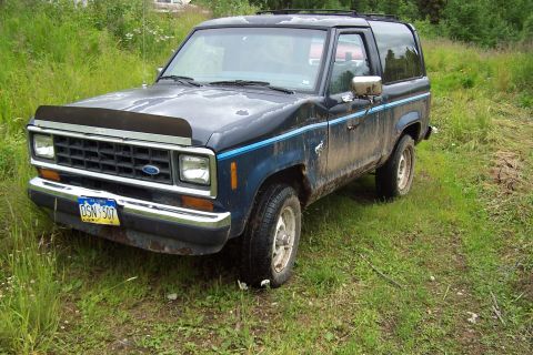 1989 Ford Bronco II - This 1989 Ford Bronco II is shown in a three-quarter front view, parked in a field with tall grass.