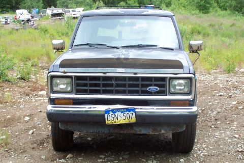 1989 Ford Bronco II - Front view of a 1989 Ford Bronco II, showing its grille and headlights, with an Alaska license plate.