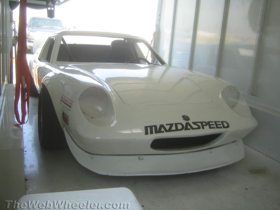 White MazdaSpeed race car front view with racing decals