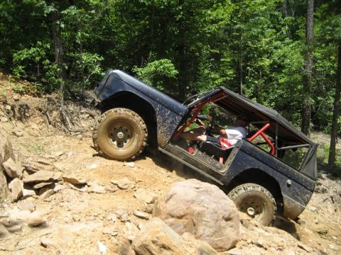 1995 Ford Bronco - This 1995 Ford Bronco is shown tackling a challenging off-road course.