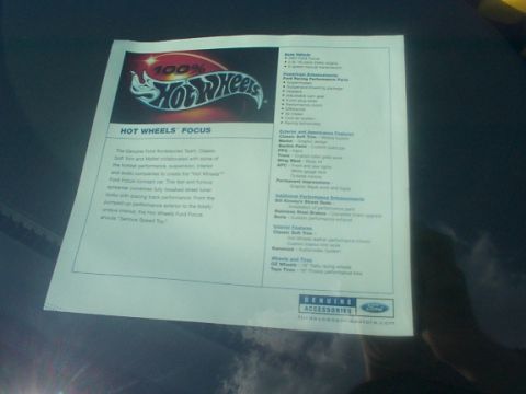 1998 Ford Taurus - A document detailing Ford Focus accessories, including performance parts and interior features.