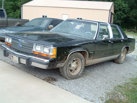 1995 Mercury Grand Marquis - A black sedan with a "5.0" badge on the fender is parked next to a pickup truck.