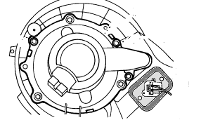 2007 Ford Mustang - Service illustration of a round steering-column mounted component (clockspring) showing its housing and connector.