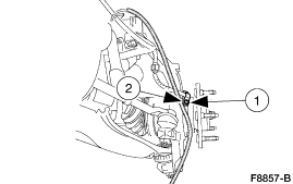 2007 Ford Mustang - Service illustration of an in-vehicle component with directional arrows and numbered callouts indicating disassembly points.
