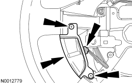 2007 Ford Mustang - Service manual line drawing of a bracket with arrows indicating fastener/service locations.