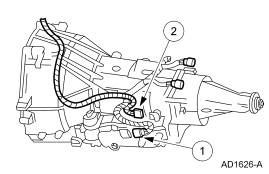 2007 Ford Mustang - Service manual line drawing of a transmission with attached wiring harness and numbered callouts.