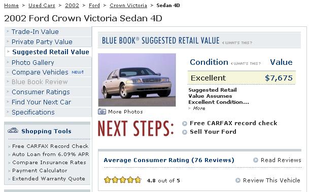 Silver 2002 Ford Crown Victoria Sedan 4D, front 3/4 view, excellent condition