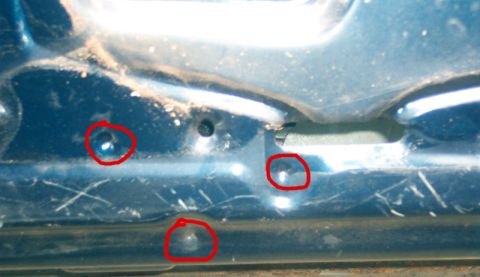 1991 Ford LTD Crown Victoria - Three dimples that need to be drilled with a 1/2" bit