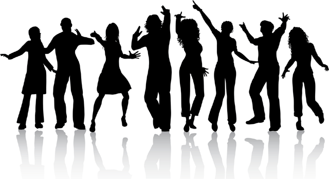 Silhouettes of people dancing