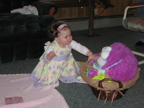 2000 Ford Crown Victoria - Baby girl reaching for toys in an Easter basket.