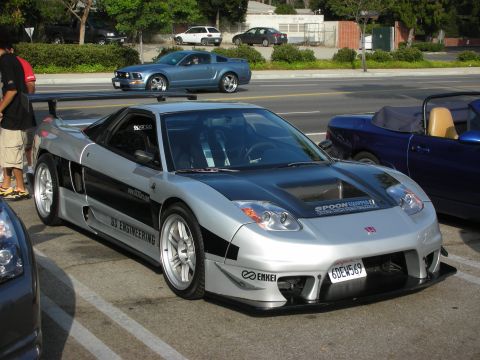 1998 Ford Crown Victoria - Photograph of a silver-and-black widebody Honda NSX race car at an outdoor meet, not a technical document.