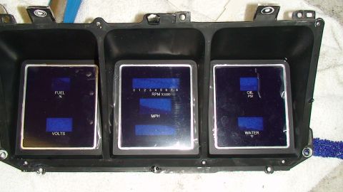 1979 Ford Bronco - A digital gauge cluster displays fuel, volts, RPM, MPH, oil pressure, and water temperature readings.