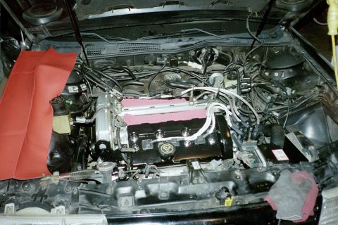 1991 Ford Taurus - Valve covers and timing covers on w/Vitek wires installed.