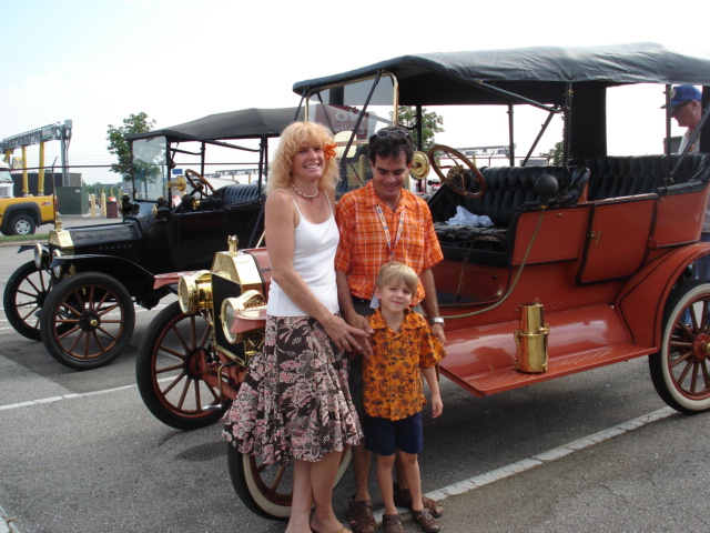 My friends Jimmy, Kristine and Dominic beside our 1912 touring and the '15