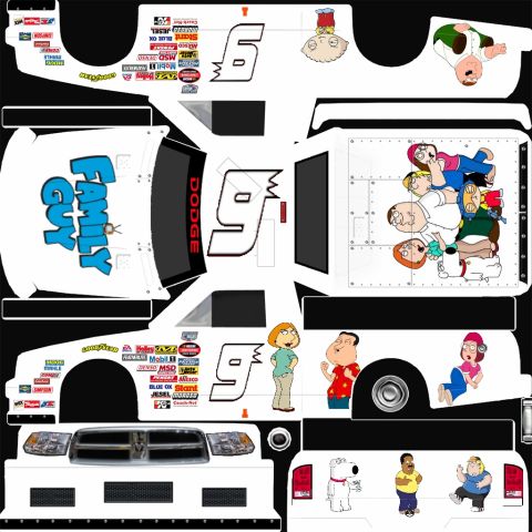 2004 Jeep Wrangler - This is a flat graphic of a race car's livery, Family Guy characters and various sponsor logos.