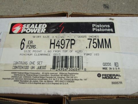 1992 Ford Probe - This box contains Sealed Power pistons, not a 1992 Ford Probe.