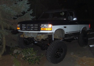 1993 Ford Bronco - This 1993 Ford Bronco features a two-tone paint scheme and lifted suspension.