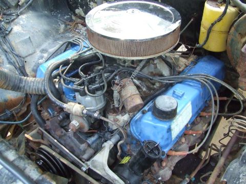 1979 Ford F-250 - Close-up view of an engine bay, showing the air cleaner and valve covers.