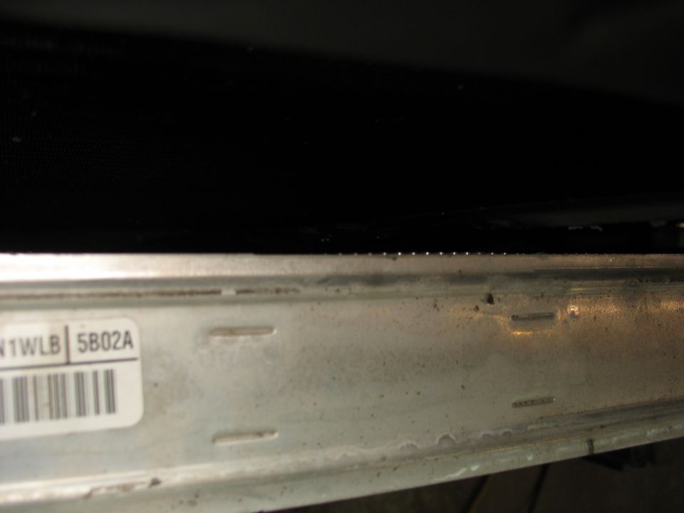 Close-up of intercooler with part number N1WLB 5B02A