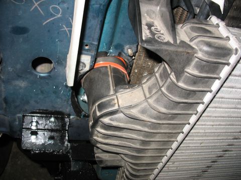 1995 Ford C-350 (Centurion Conversions) - Intercooler piping and radiator installation detail, likely part of an engine upgrade.