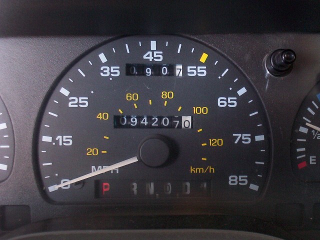 My mileage at the time the picture was taken. I want a SHO cluster instead of this 85 MPH cluster.