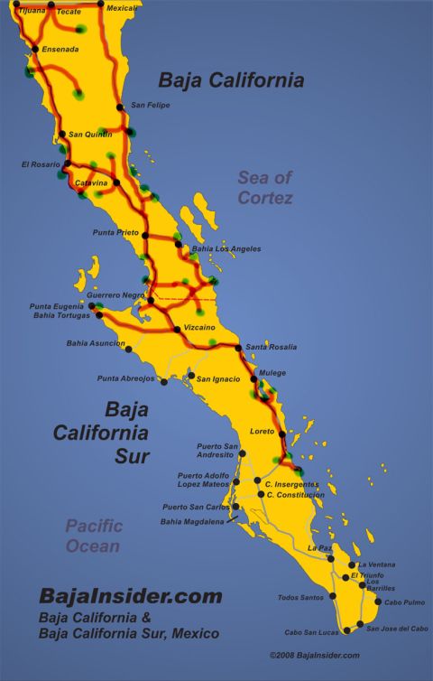 1994 Ford Bronco - This map details routes and locations throughout Baja California and Baja California Sur.