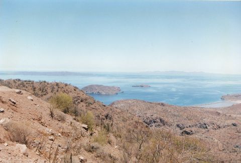 1994 Ford Bronco - A scenic view of islands in a bay, taken from a dry, arid coastline.