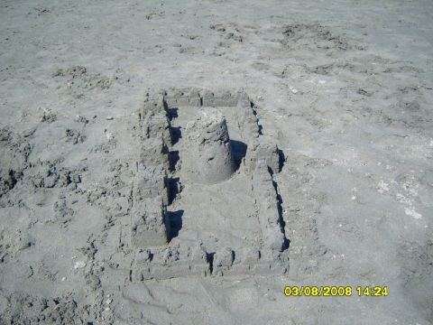 1989 Ford Bronco - A sandcastle is built on a sandy beach. The timestamp "03/08/2008 14:24" is visible in the lower right corner.
