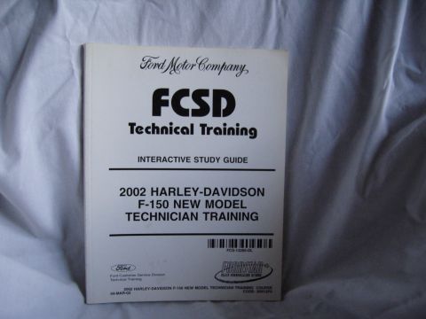 2007 Ford Mustang - Photo of the Ford FCSD Technical Training Interactive Study Guide cover for 2002 Harley-Davidson F-150 technician training.