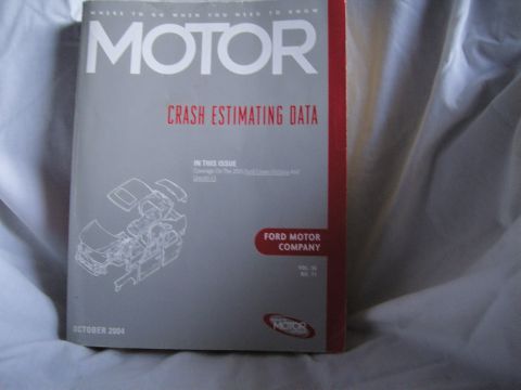 2007 Ford Mustang - Front cover of the October 2004 MOTOR Crash Estimating Data manual covering Ford Crown Victoria and Lincoln LS.
