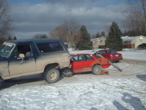 1986 Ford Bronco - We decided to have a little fun with my friend's old prelude and my bronco.