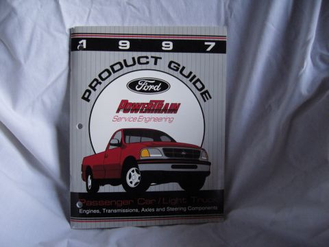2007 Ford Mustang - Front cover of the 1997 Ford Powertrain Service Engineering Product Guide for engines, transmissions, axles and steering.