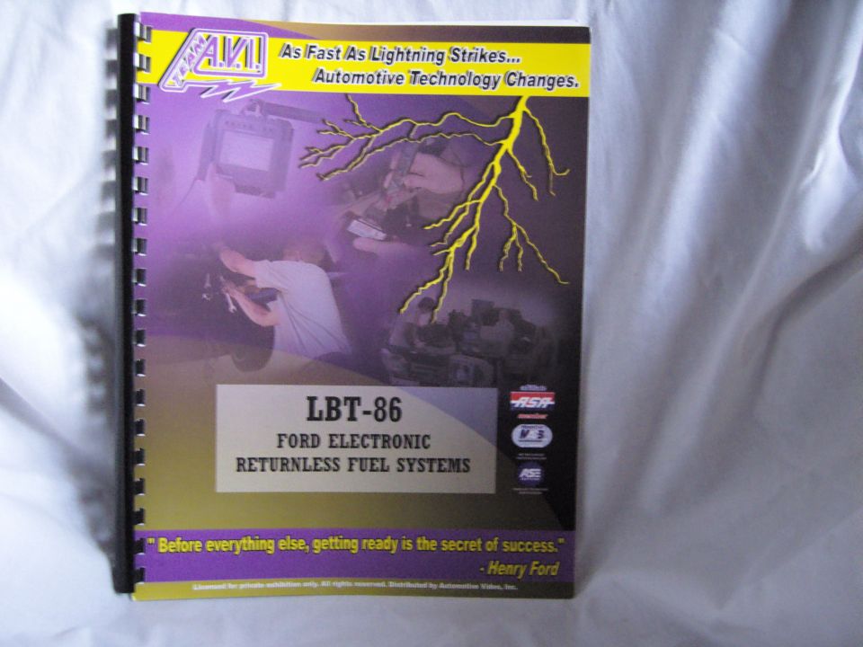 Cover of AVI LBT-86 Ford Electronic Returnless Fuel Systems training manual