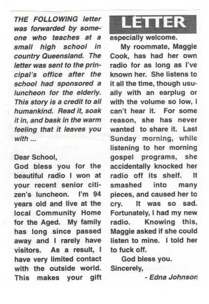 2006 Ford E350 - A heart-touching letter.