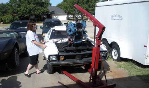1972 Dodge Avenger - The lovely MRS. doing what she does best.. teling me where to stick things...LOL