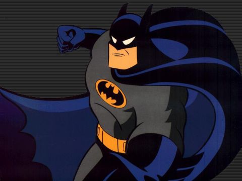 1988 Mercury Grand Marquis - This is a cartoon illustration of Batman in his classic costume, featuring a gray suit, blue cape, and yellow utility belt. He is shown in…