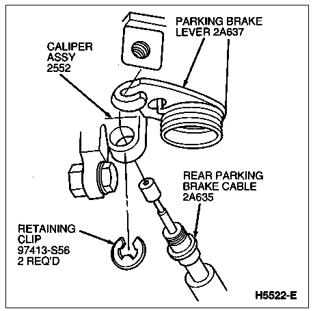 1997 Mercury Cougar - Schematic illustration of automotive brake system parts, likely for a vehicle maintenance manual.